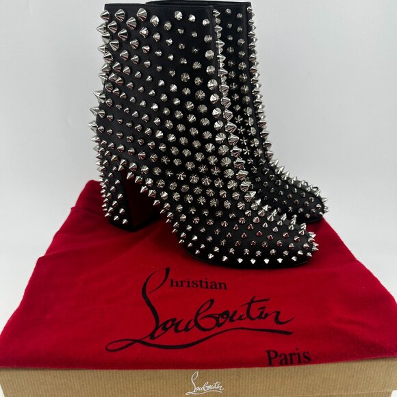 Louboutin Calfskin Louise Capet Spikes 85 Boots - Size 40 - Picture 1 of 7